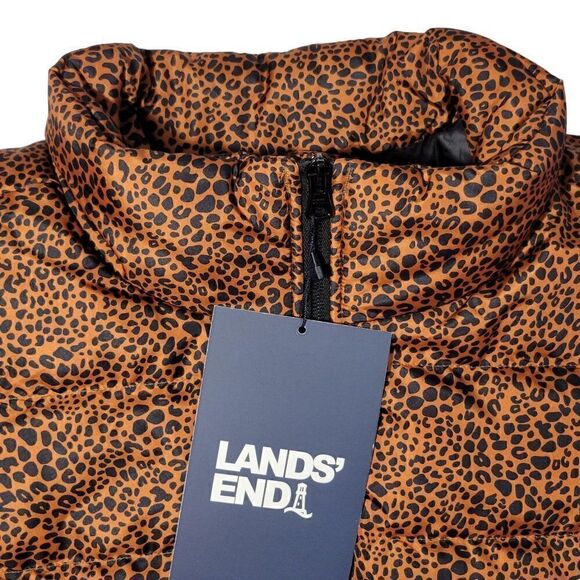 Lands End Puffer Vest Womens 3X (24-26W) 600 Down Leopard Water Resistant NEW - Picture 3 of 15